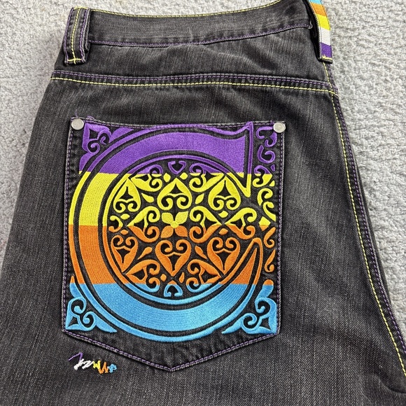 Vintage COOGI Jeans Mens Size 42x35 Embroidered Y2K Demon Wide Leg Baggy Pants - Picture 5 of 16